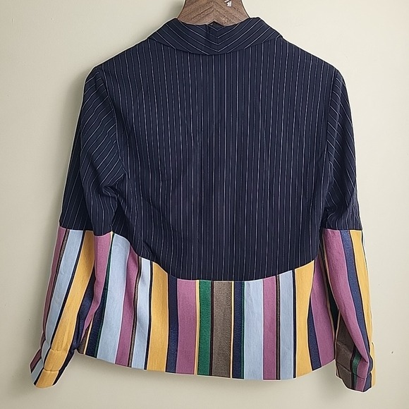 Laurie Felt Single Button Blazer Womens Size 10 Colorful Striped Office Business - Picture 4 of 8